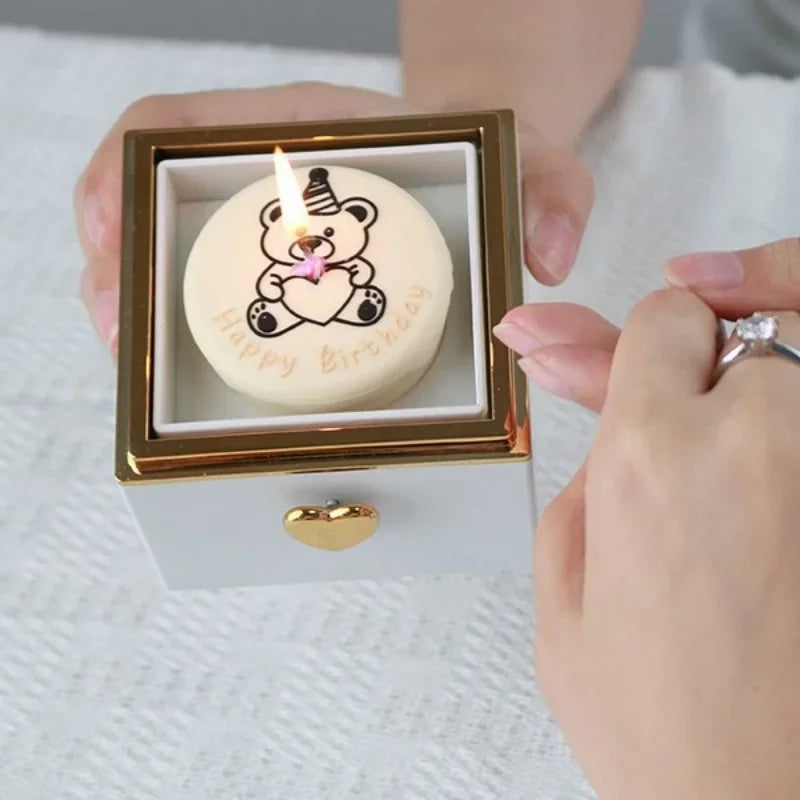 Boîte à Bijoux Surprise Rotative Ourson Magique - Cadeau Saint-Valentin Premium