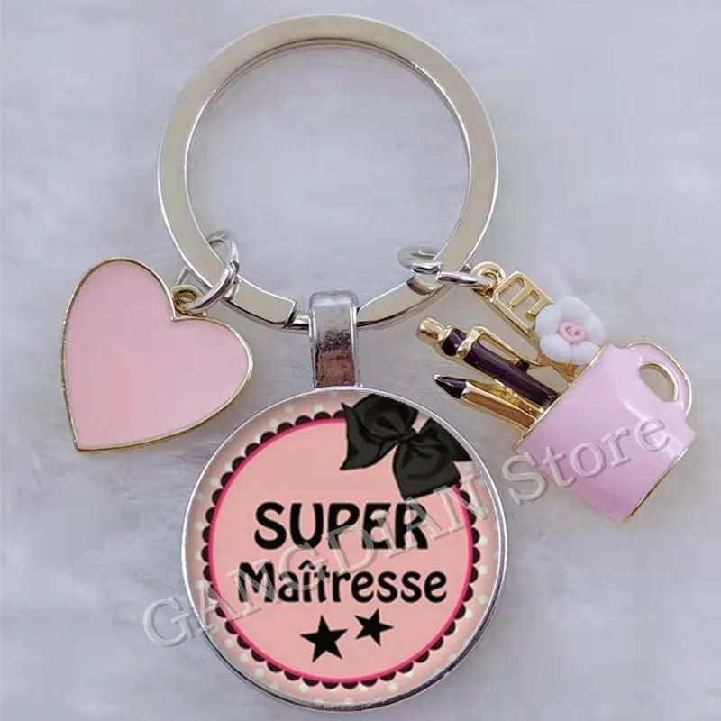 Porte-Clés Merci Maîtresse - Cadeau Fin d'Année Scolaire Personnalisable