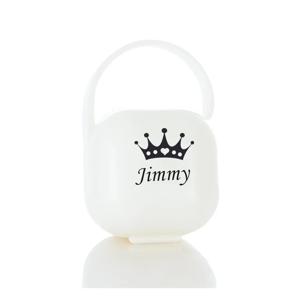 Boîte à Tétine Personnalisée Argentée Strass + Clip - Cadeau Naissance Luxe Baby Shower Sans BPA
