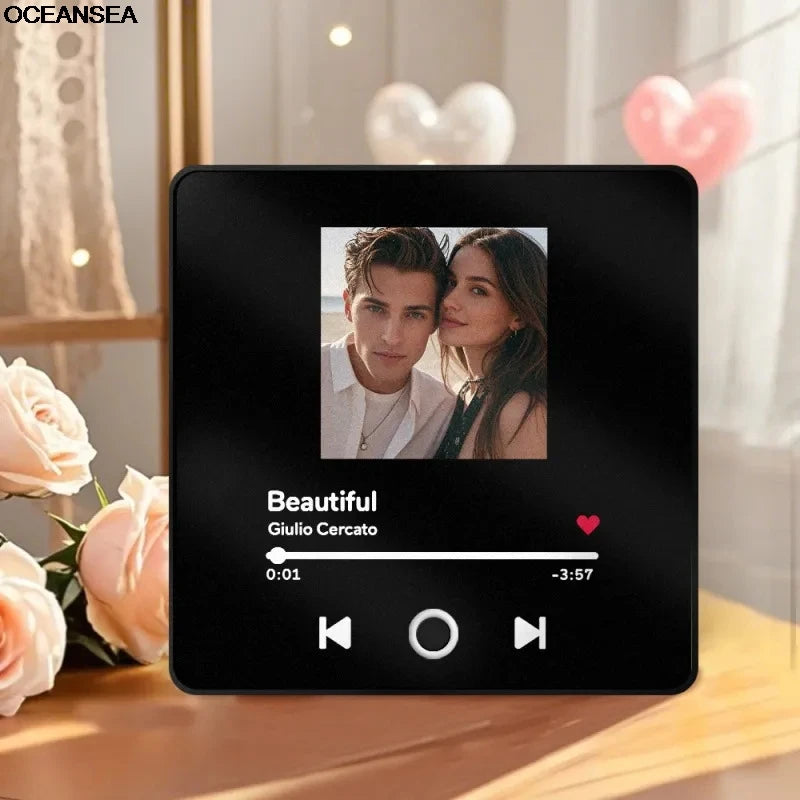 Magnet Photo Musique Personnalisé avec Cadre - Cadeau Noël Saint-Valentin