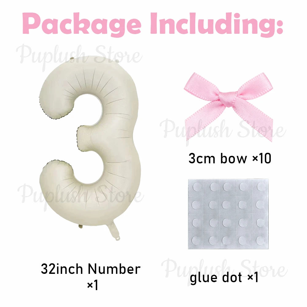 Ballon Chiffre Géant 32 Pouces Nœuds Roses - Décoration Anniversaire Fille Thème Coquette
