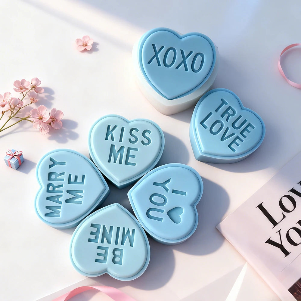 Moule Silicone Cœur & Lettres Saint-Valentin - DIY Bougies Résine Plâtre