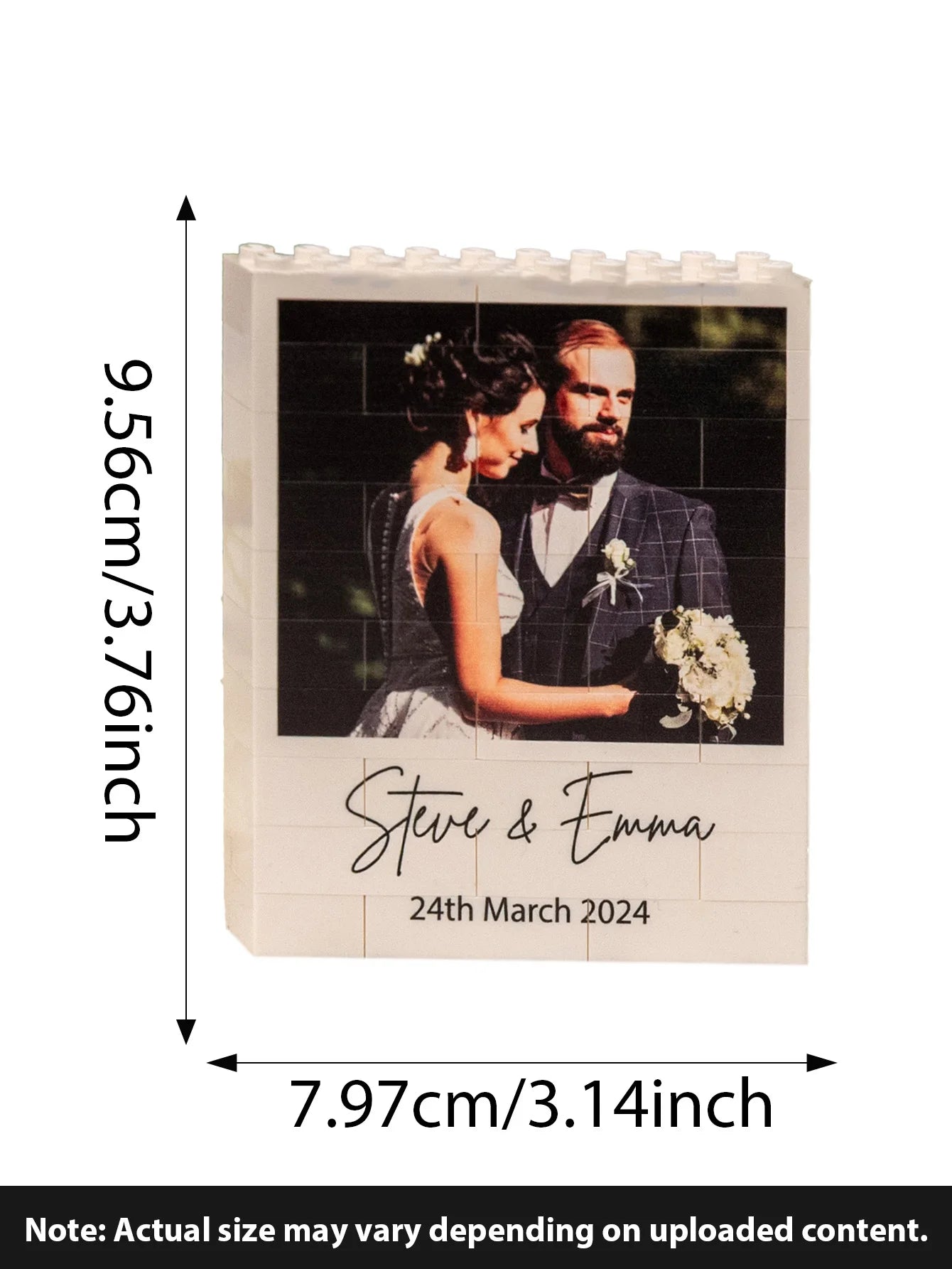 Bloc Construction Mariage Personnalisé - Gravure Laser Photo PMMA | Cadeau Souvenir Couple