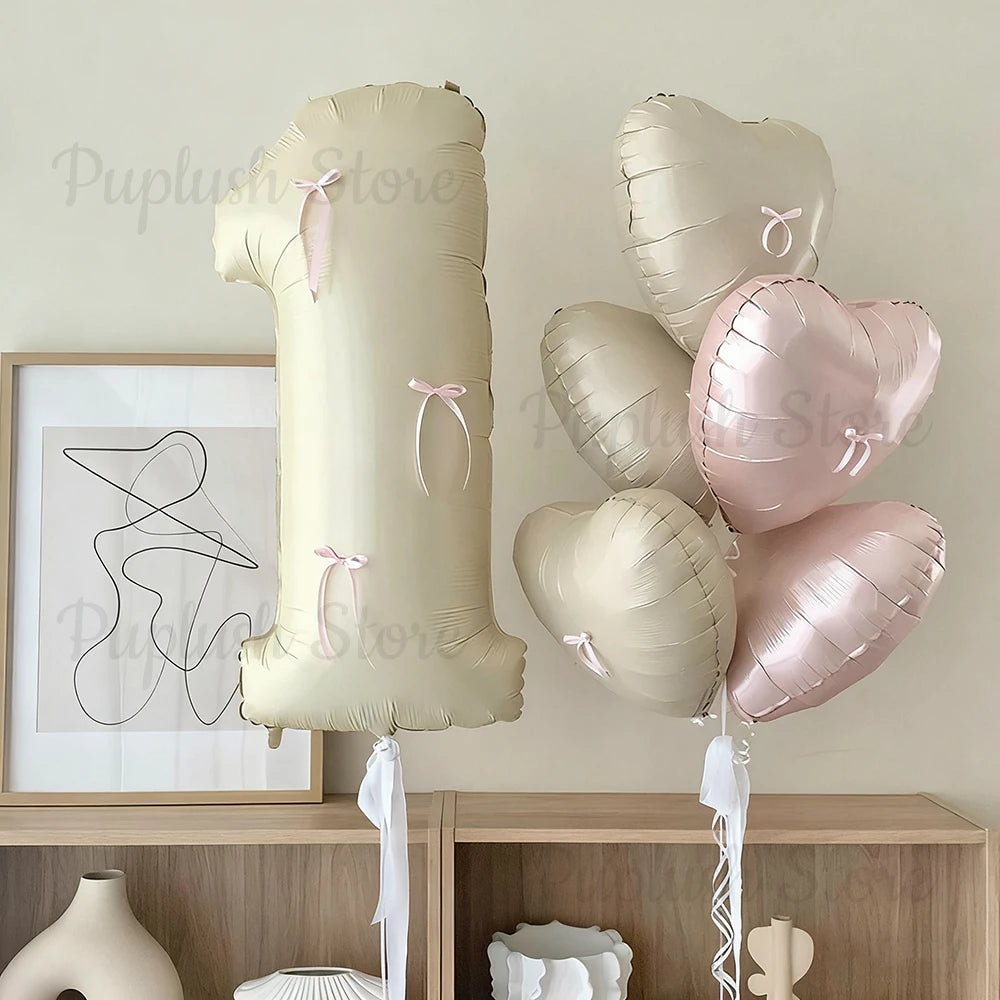 Ballon Chiffre Géant 32 Pouces Nœuds Roses - Décoration Anniversaire Fille Thème Coquette