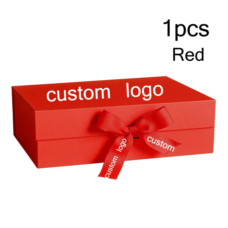 Boîte Cadeau Luxe Noire et Rose avec Ruban - Personnalisation Logo Incluse