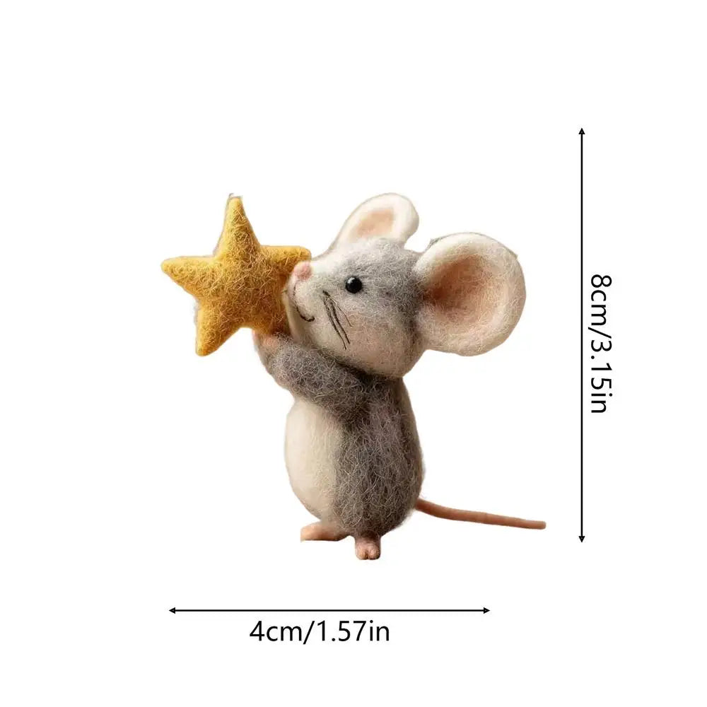Souris Décorative en Feutre - Décoration de Noël Mignonne pour Table et Étagère