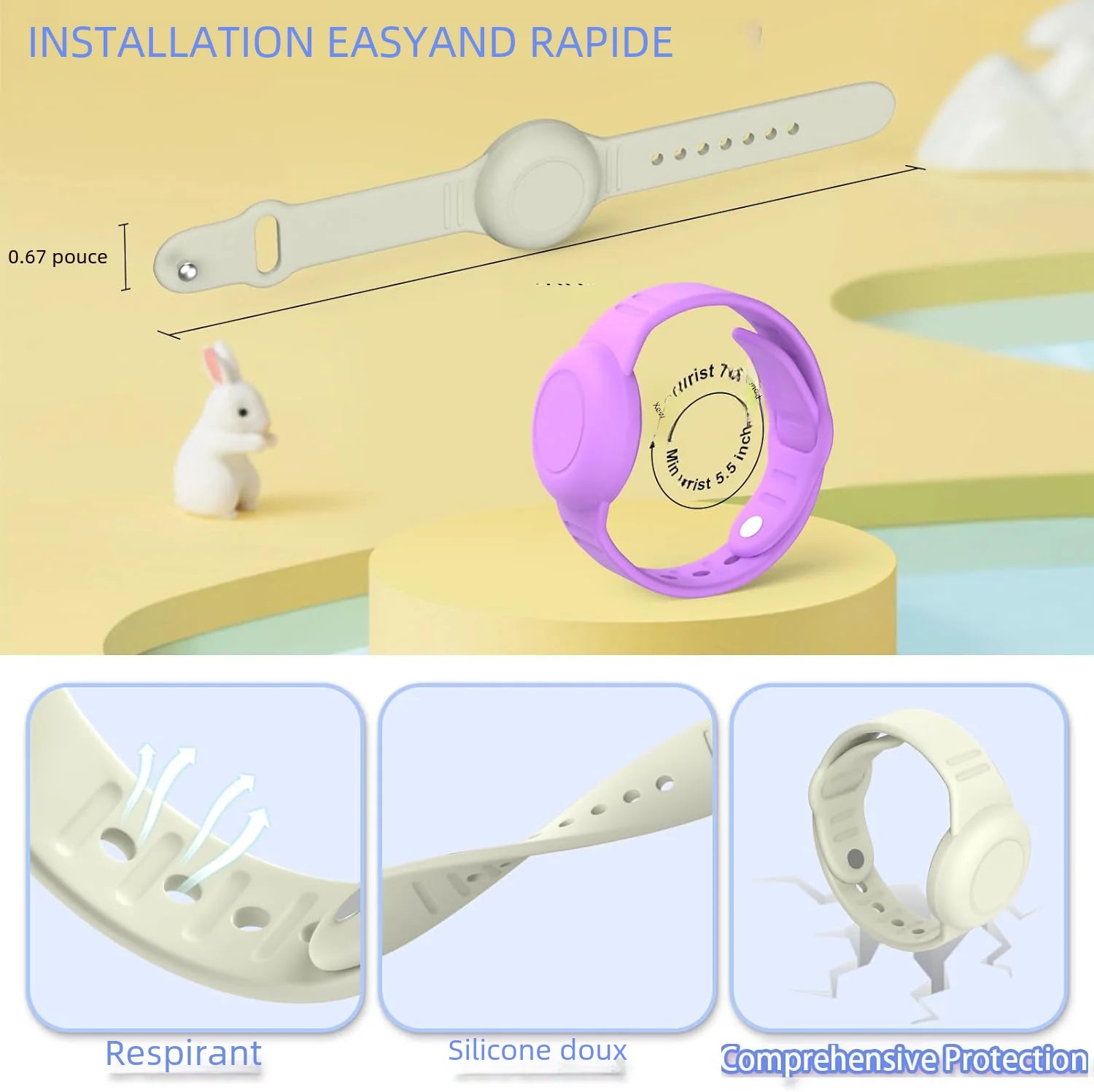 Bracelet AirTag Étanche Enfant Silicone - Tracker GPS Sécurité