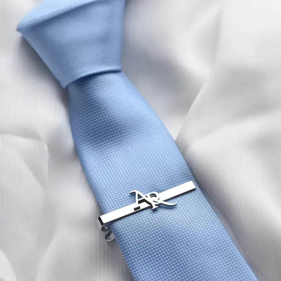 Pince Cravate Personnalisée Initiales Acier Inoxydable - Cadeau Homme