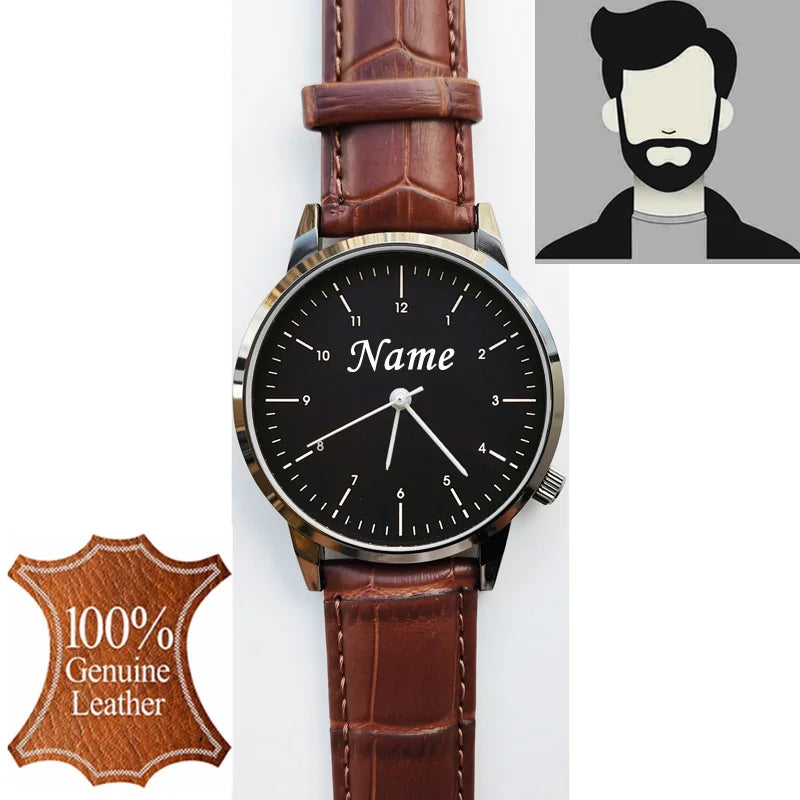 Montre Personnalisée Gravée Homme Femme - Étanche 3ATM Nom Logo sur Mesure - Cadeau Unique
