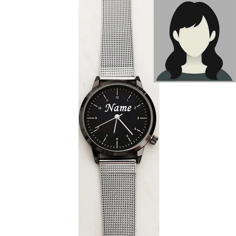 Montre Personnalisée Gravée Homme Femme - Étanche 3ATM Nom Logo sur Mesure - Cadeau Unique