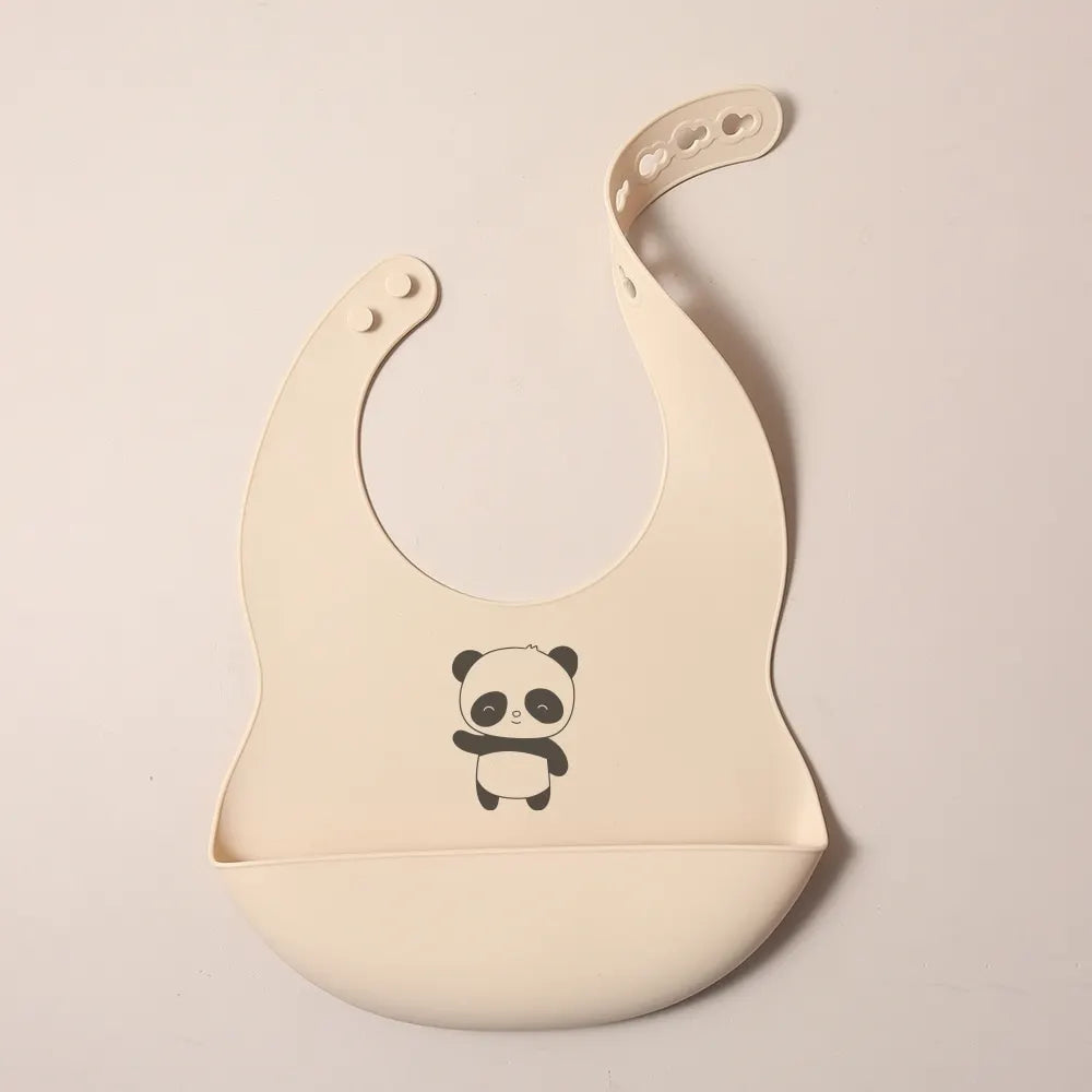 Bavoir Silicone Bébé Personnalisé Prénom - Alimentaire Motif Cartoon | Panda Bleu