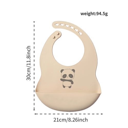 Bavoir Silicone Bébé Personnalisé Prénom - Alimentaire Motif Cartoon | Panda Bleu