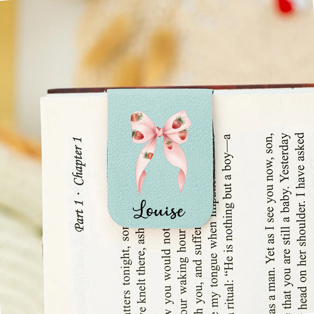 Marque-Page Personnalisé Cuir Nœud Magnétique Prénom - Cadeau Lecteur