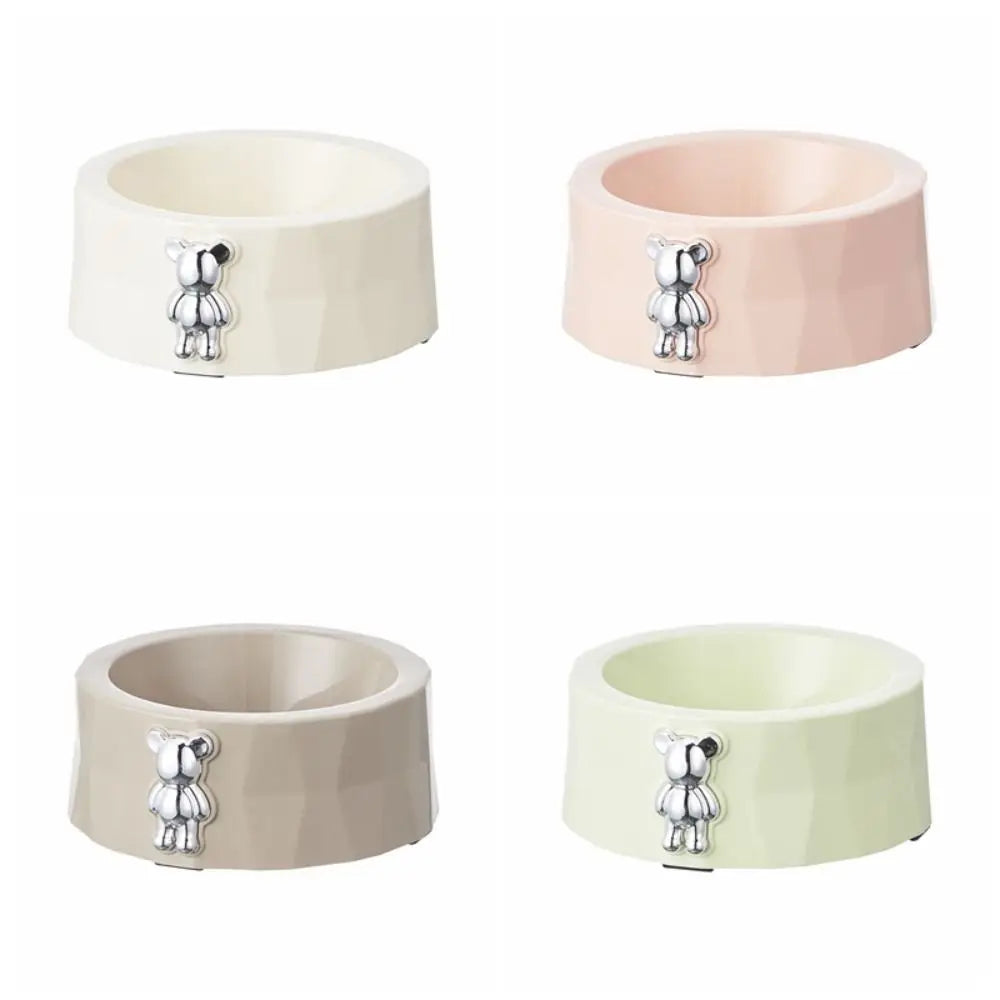 Gamelle Double Inox pour Chien Chat - Design Pierre Naturelle - Amovible et Facile à Nettoyer