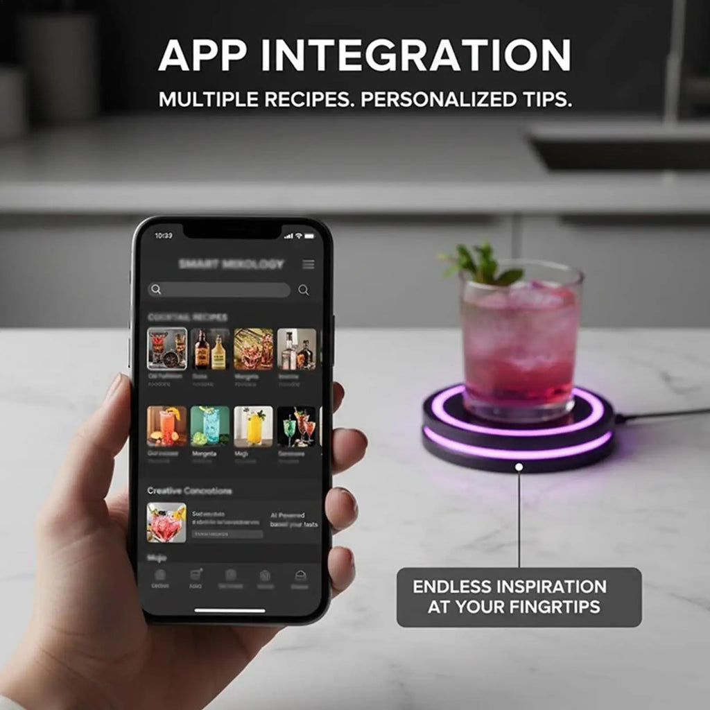 Dessous de Verre Intelligent LED pour Cocktails - Machine à Cocktails Maison avec Lumières Interactives