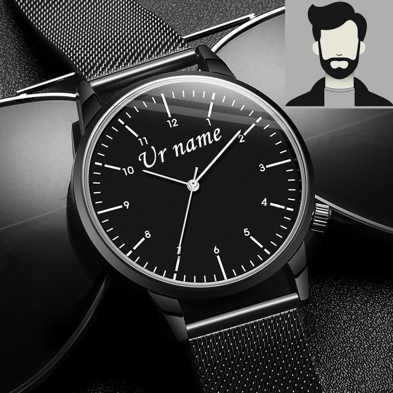 Montre Personnalisée Gravée Homme Femme - Étanche 3ATM Nom Logo sur Mesure - Cadeau Unique