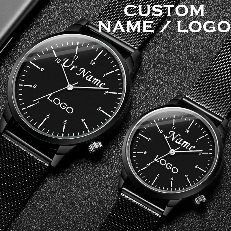 Montre Personnalisée Gravée Homme Femme - Étanche 3ATM Nom Logo sur Mesure - Cadeau Unique