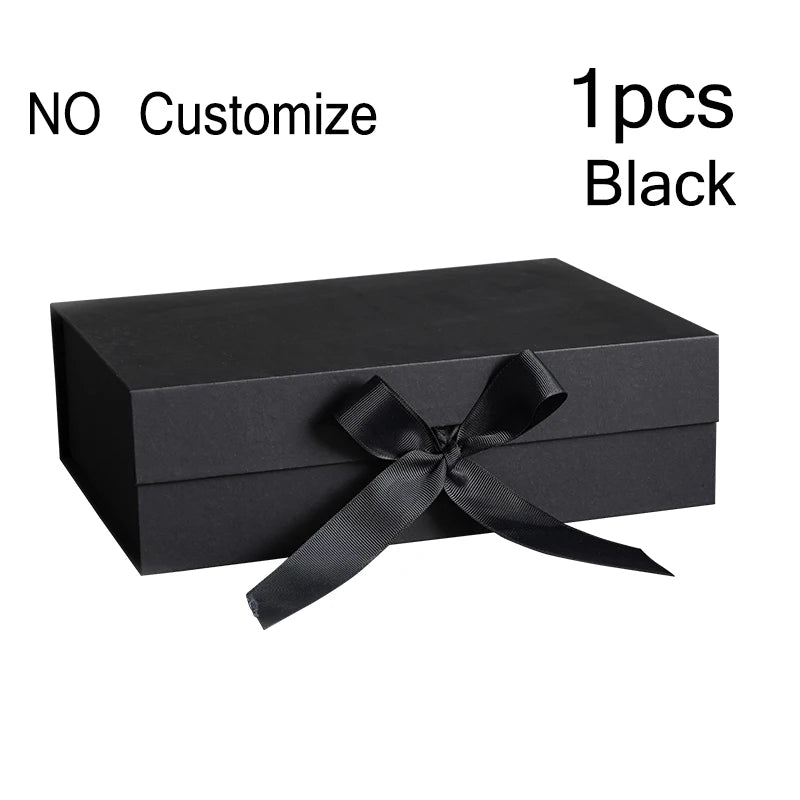 Boîte Cadeau Luxe Noire et Rose avec Ruban - Personnalisation Logo Incluse