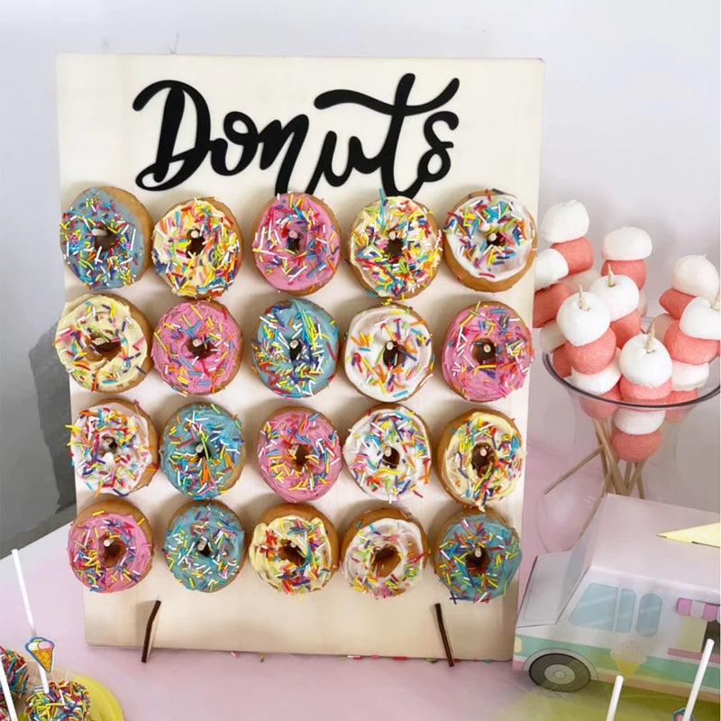 Mur à Donuts en Bois DIY - Présentoir Rustique Mariage Baby Shower Anniversaire - Décoration Table