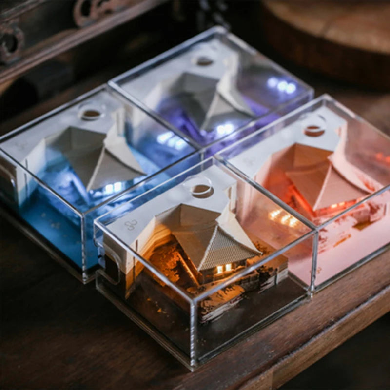 Bloc-Notes 3D Omoshiroi 160 Feuilles Sculpture Papier LED - Cadeau Original