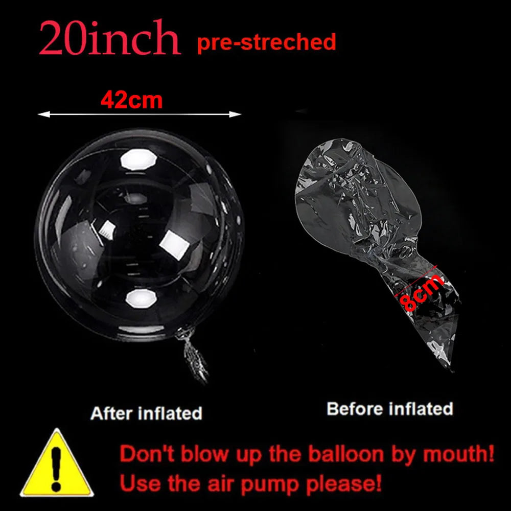 Ballons Bobo Transparents Imprimés 50cm Lot 10 - Mariage Anniversaire Décoration