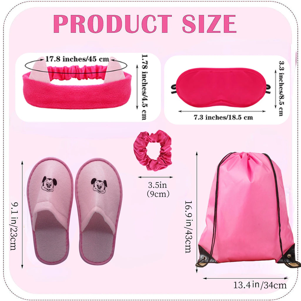 Set Spa Party Filles 6 Pièces - Peignoirs Satin Chaussons Sac Cadeau