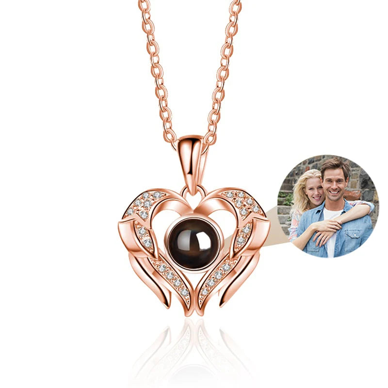 Collier Projection Photo Personnalisé Je t'aime 100 Langues - Cadeau Femme