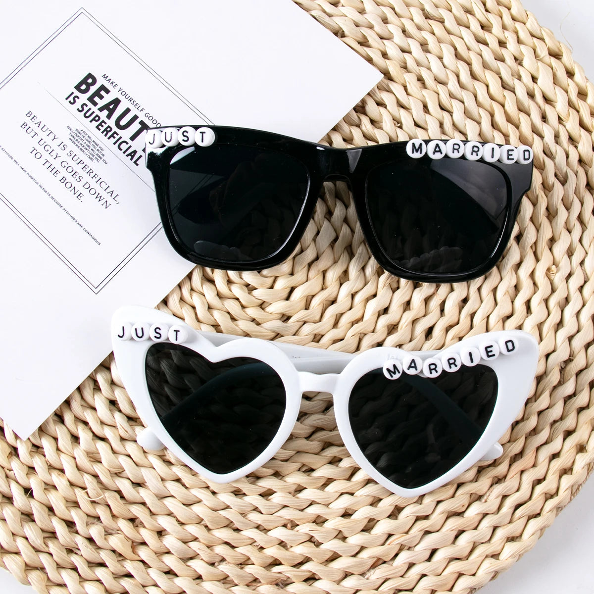 Lunettes Mariés Bride & Groom - Accessoire Photo Mariage EVJF - Lot 2 Pièces