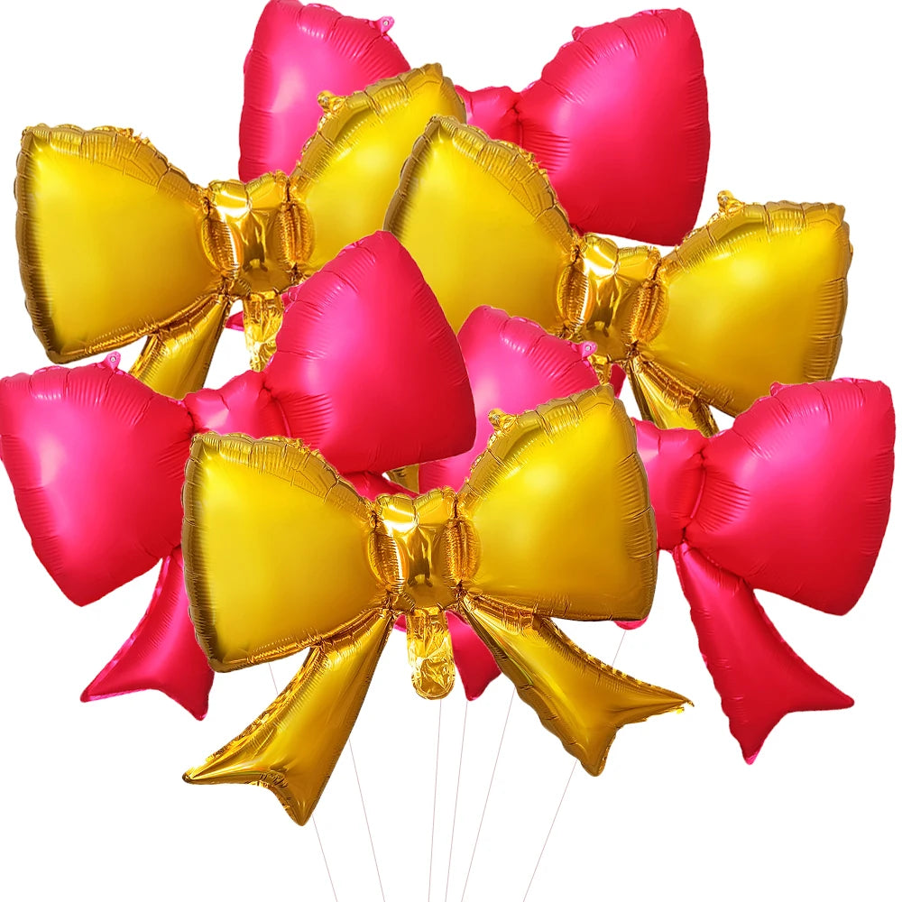 Ballons Nœud Papillon Roses 6 Pièces - Décoration Baby Shower Fille Mariage