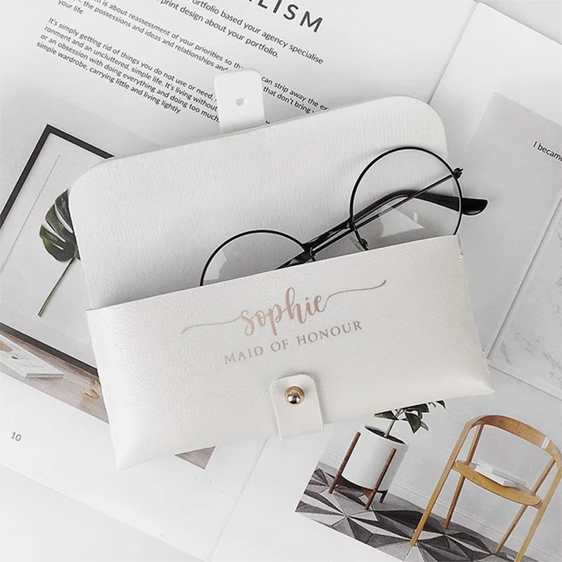 Étui Lunettes Cuir Personnalisé Prénom - Cadeau Demoiselle d'Honneur Voyage