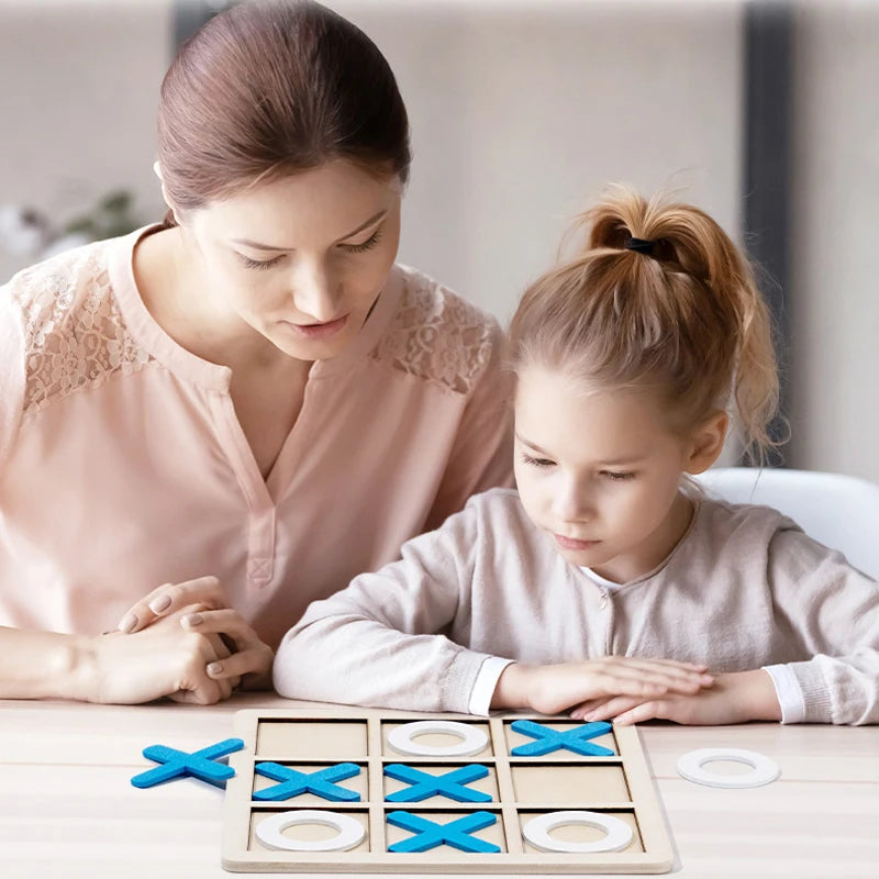 Jeu Montessori Morpion en Bois - Tic-Tac-Toe Éducatif pour Enfants 3-6 ans