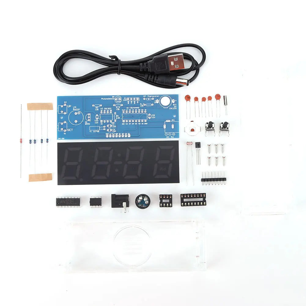 Kit Horloge Numérique LED DIY - Projet Électronique à Souder avec Alarme et Température