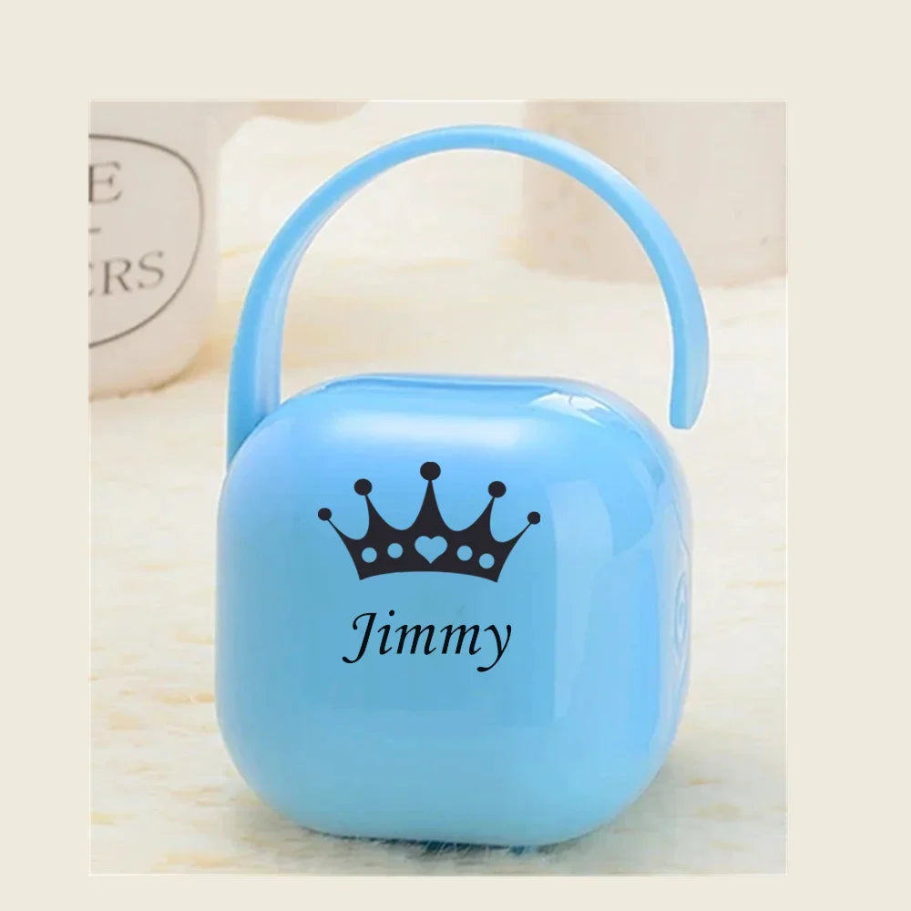 Boîte à Tétine Personnalisée Argentée Strass + Clip - Cadeau Naissance Luxe Baby Shower Sans BPA