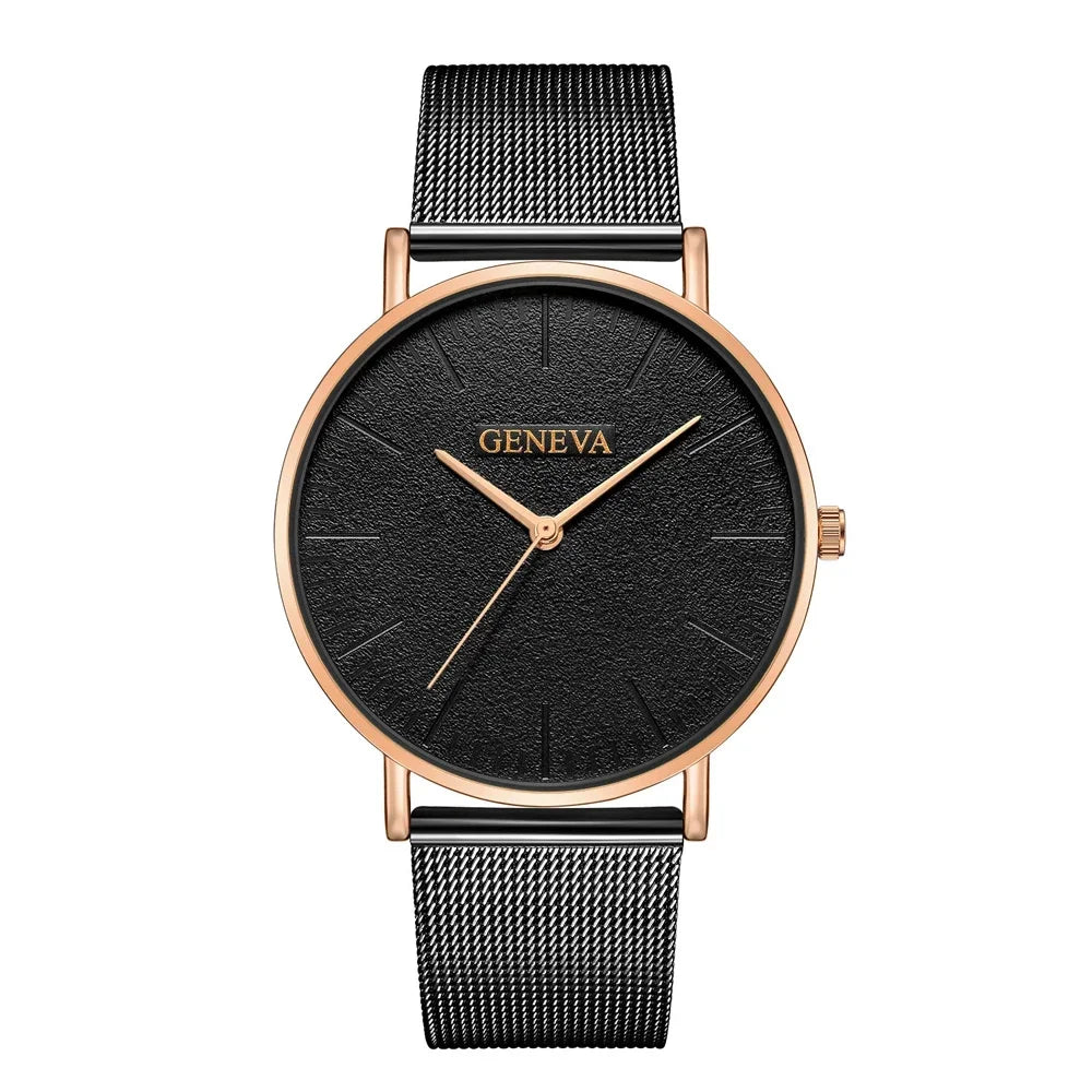 Montre Femme Vintage Quartz - Bracelet Acier Or Rose - Cadran Classique Élégant Casual