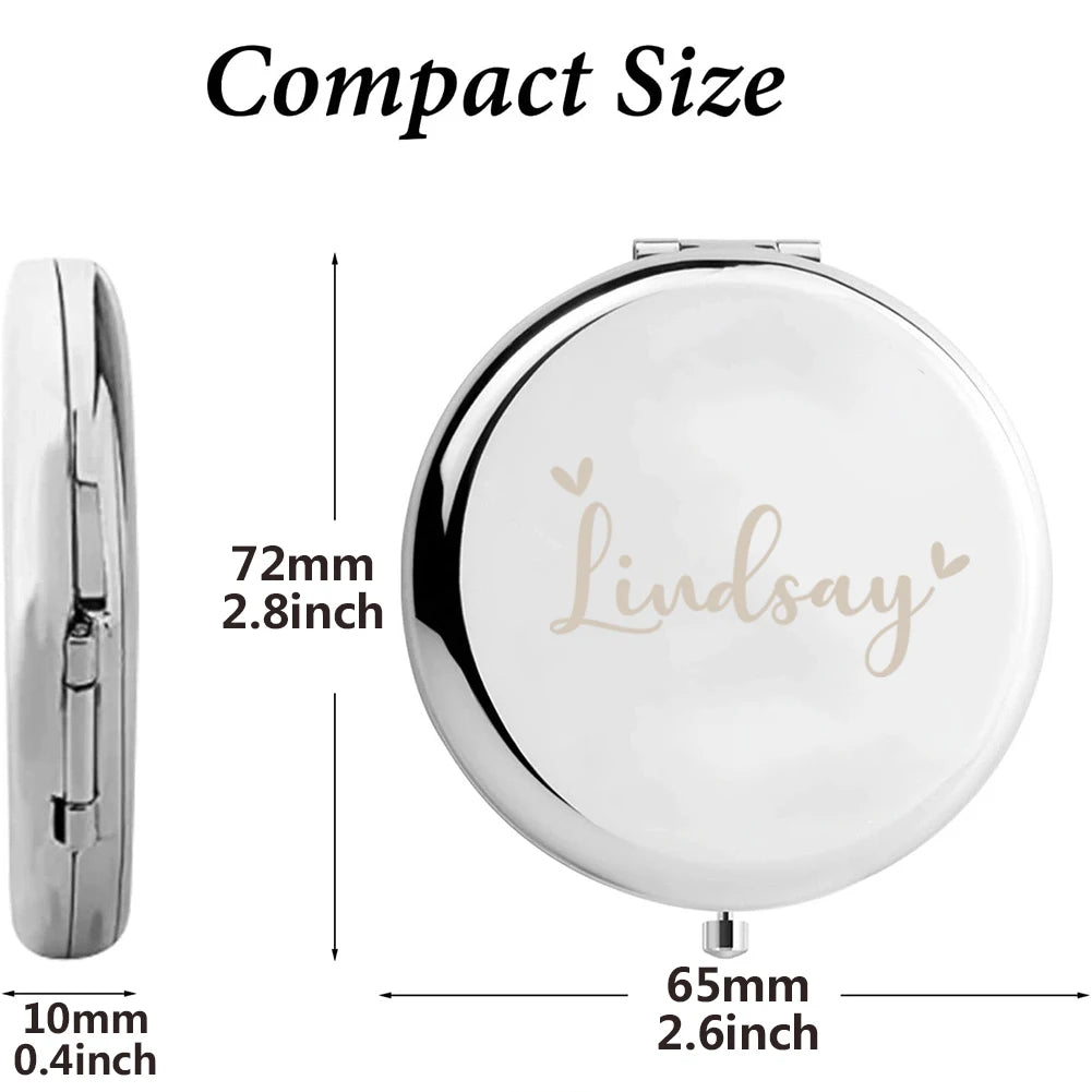 Miroir Poche Rond Personnalisé Prénom - Cadeau Demoiselle d'Honneur EVJF Mariage