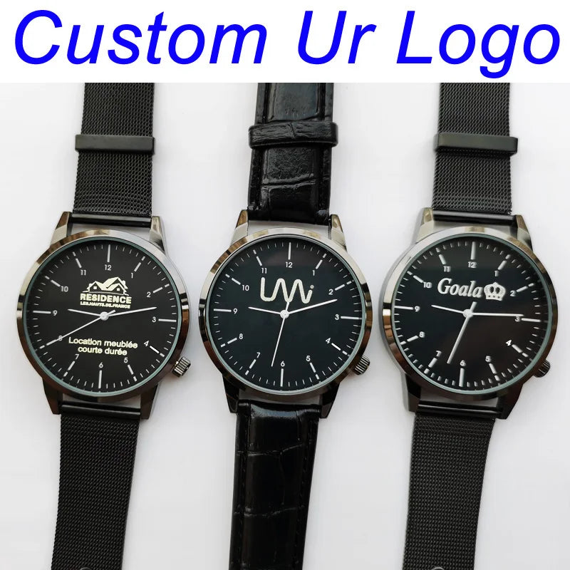 Montre Personnalisée Gravée Homme Femme - Étanche 3ATM Nom Logo sur Mesure - Cadeau Unique
