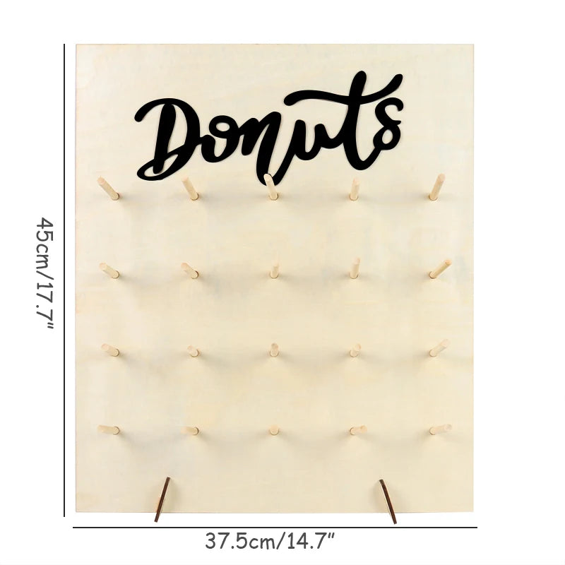 Mur à Donuts en Bois DIY - Présentoir Rustique Mariage Baby Shower Anniversaire - Décoration Table