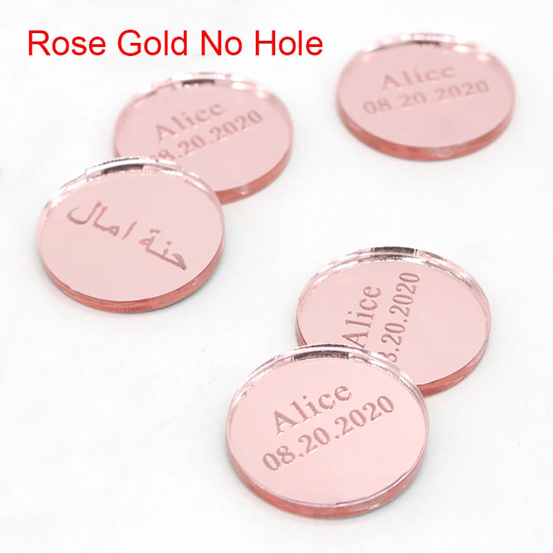 30 Confettis Ronds Personnalisés Or/Argent - Logo sur Mesure Mariage Baptême