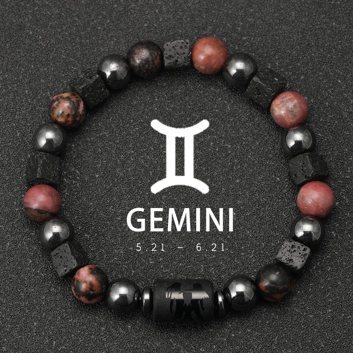 Bracelet Signe Astrologique Pierres Naturelles - 12 Signes Zodiaque Verseau Cancer Vierge Poissons Bijou Unisexe