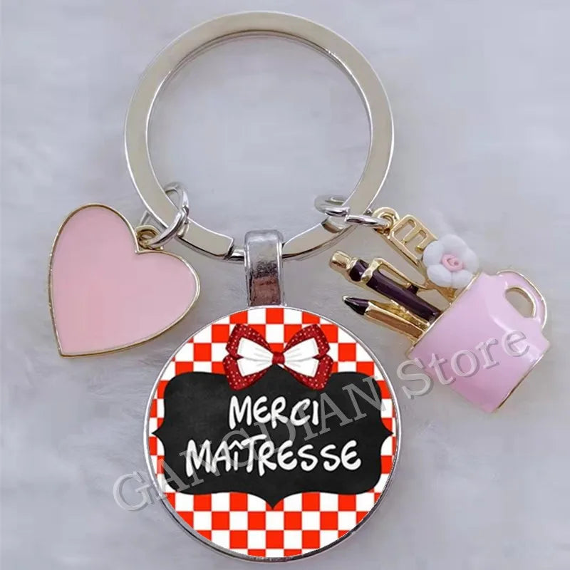 Porte-Clés Merci Maîtresse - Cadeau Fin d'Année Scolaire Personnalisable