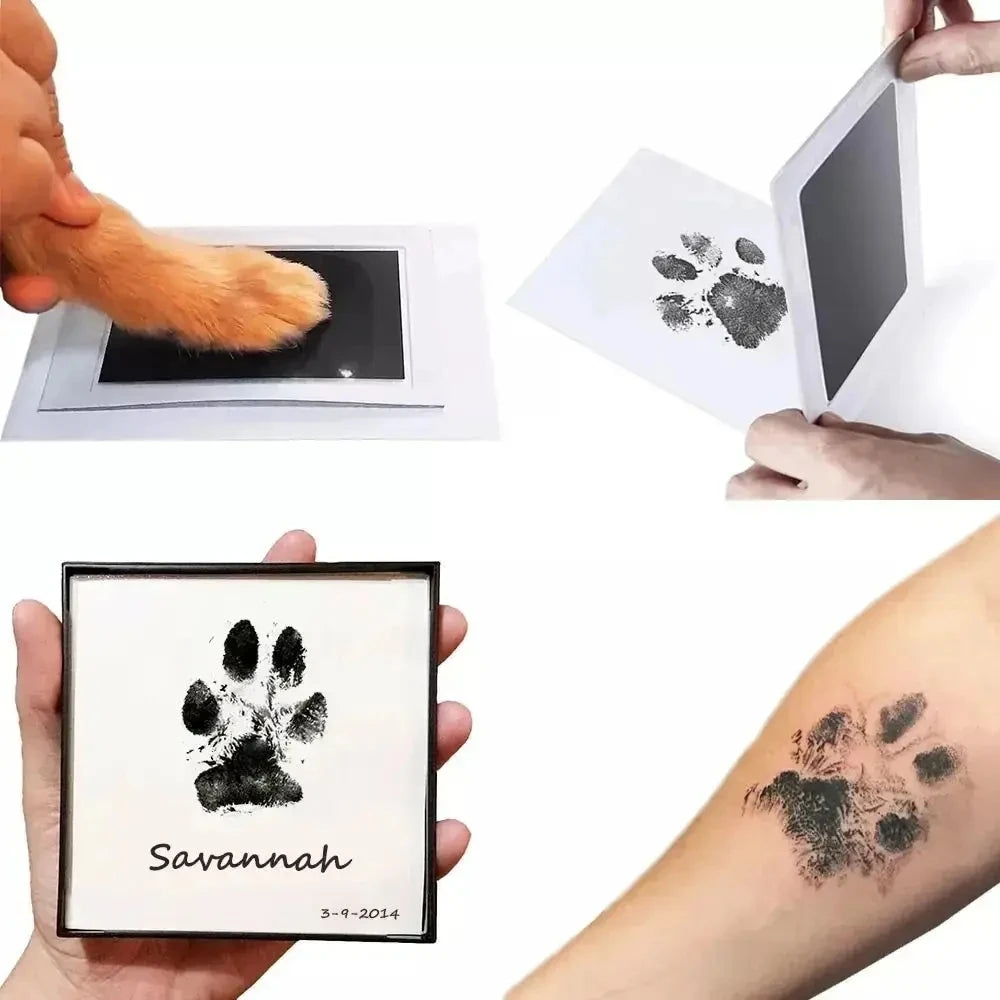 Kit Empreinte Patte Chien Chat - Tampon Encre Sans Contact - Souvenir Personnalisé Nez et Pattes