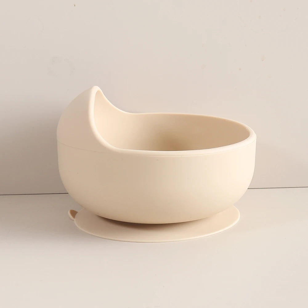 Bol Bébé Silicone 350ml avec Ventouse Anti-Renversement - Design Escargot Rose pour Apprentissage Autonomie