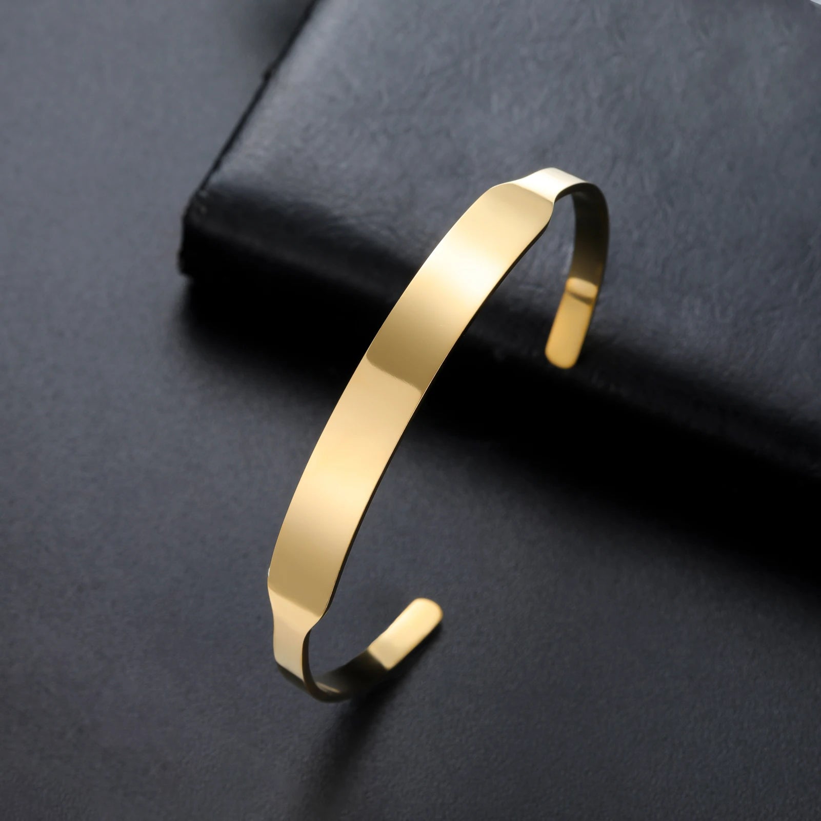 Bracelet Couple Acier Inoxydable Gravé Prénom - Jonc Personnalisé Or