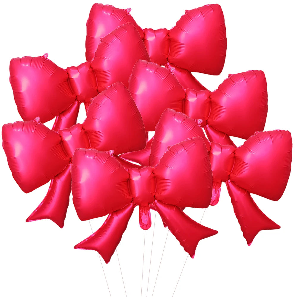 Ballons Nœud Papillon Roses 6 Pièces - Décoration Baby Shower Fille Mariage