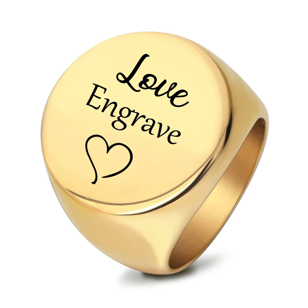 Bague Personnalisée Gravure Laser Prénom Photo Logo - Acier Inoxydable Homme Femme Couple Famille