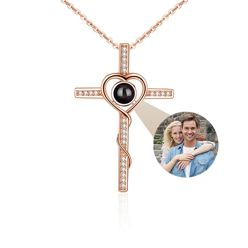 Collier Projection Photo Personnalisé Je t'aime 100 Langues - Cadeau Femme