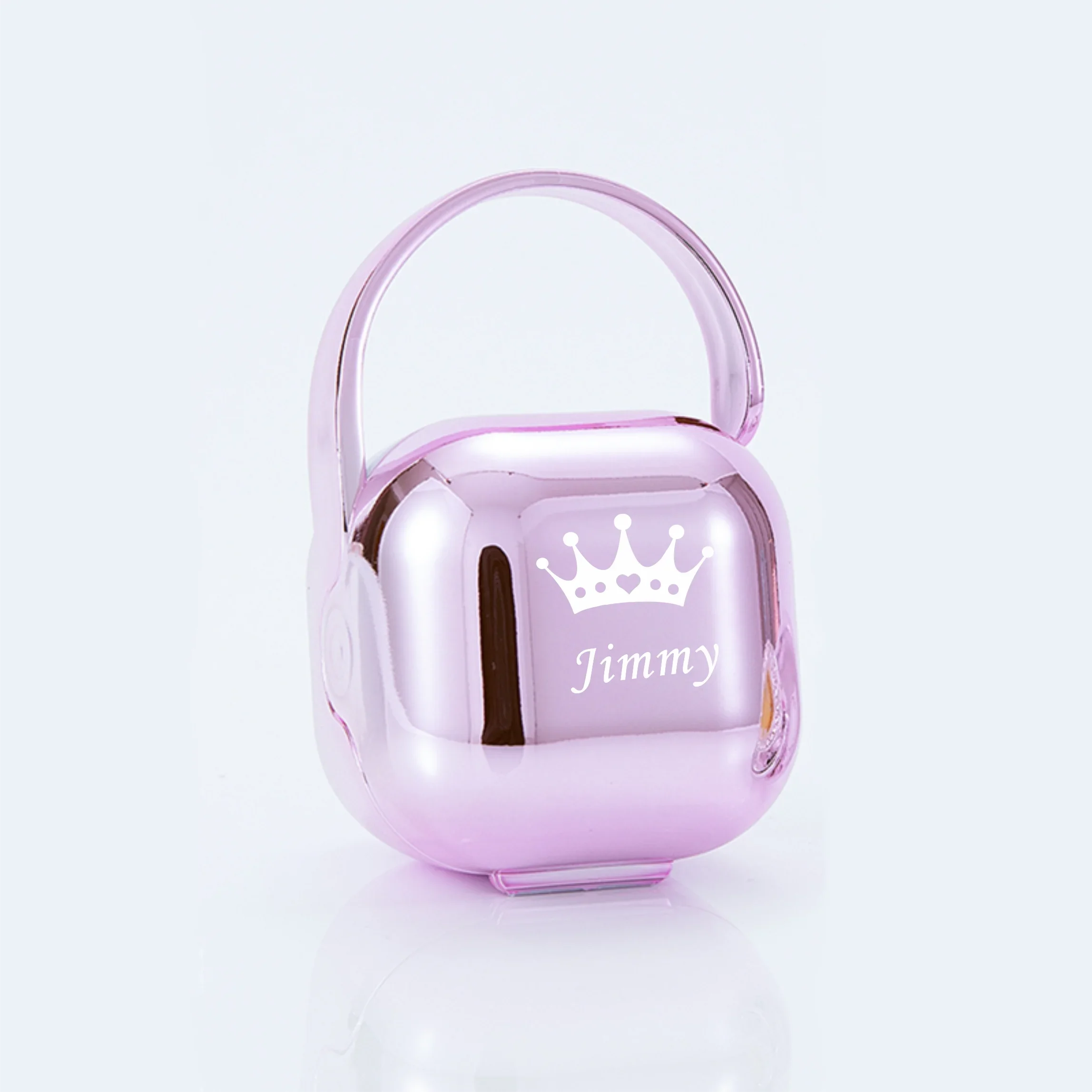Boîte à Tétine Personnalisée Argentée Strass + Clip - Cadeau Naissance Luxe Baby Shower Sans BPA