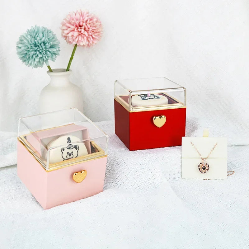 Boîte à Bijoux Surprise Rotative Ourson Magique - Cadeau Saint-Valentin Premium