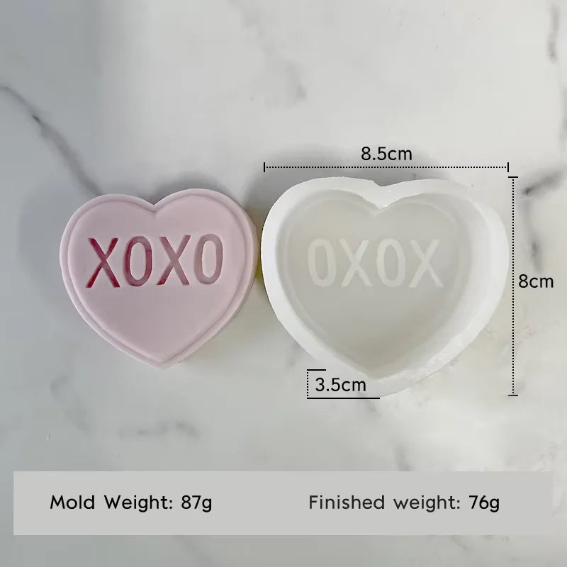 Moule Silicone Cœur & Lettres Saint-Valentin - DIY Bougies Résine Plâtre