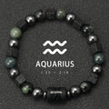 Bracelet Signe Astrologique Pierres Naturelles - 12 Signes Zodiaque Verseau Cancer Vierge Poissons Bijou Unisexe